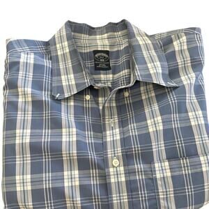 Brooks Brothers Men's Blue White Plaid Print Button Down Shirt Size 4XLT